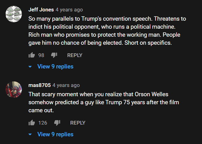 youtube comments on kane and trump