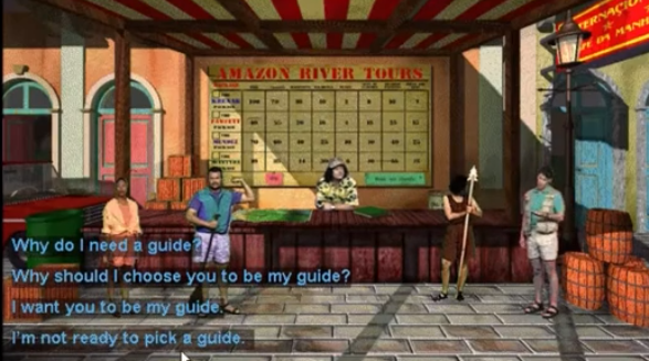 I remember scratching my head at this tour guide selection screen and thinking I was definitely going to die out there in the jungle.